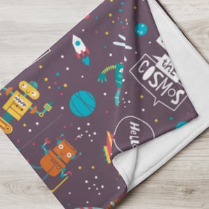Robots In Space Throw Blanket
