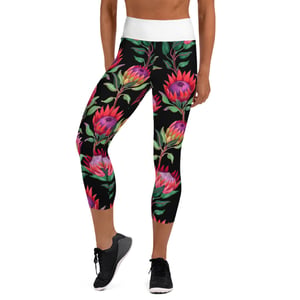 High Waisted Tropical Yoga Capri Leggings