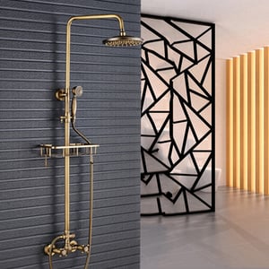 Royal Vintage Bathroom Shower Faucets and Head with Shelf