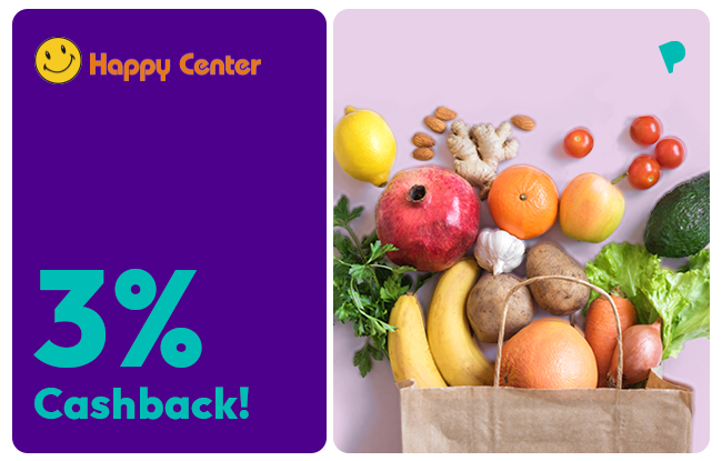 3% Cashback for your purchases at Happy Center with ParamKart.
