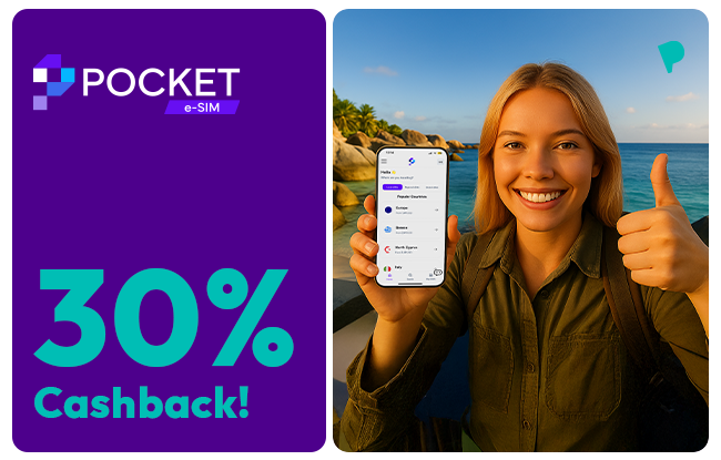 30% Cashback on Pocket eSIM for ParamKart Holders