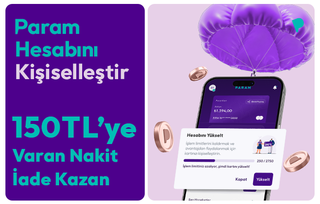Hesabn Kiiselletiren ParamKartllara 150 TL Nakit ade