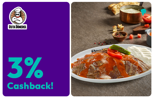 3% Cashback for your purchases at Usta Dnerci with ParamKart.