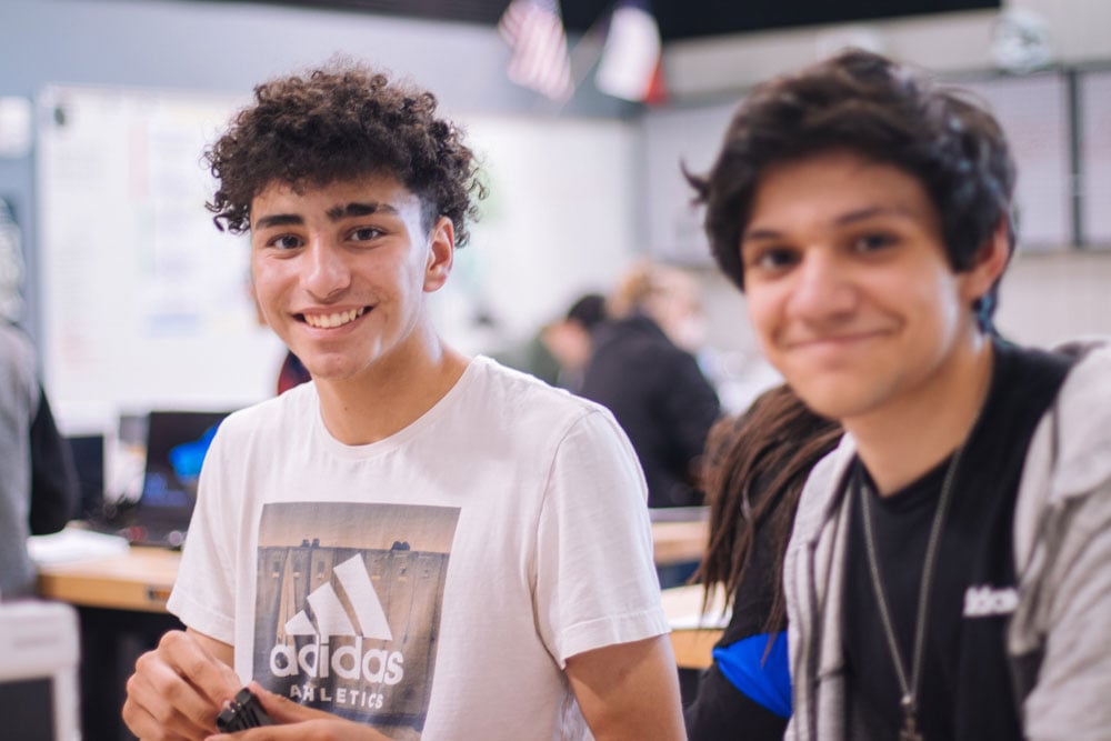 Smiling teens
