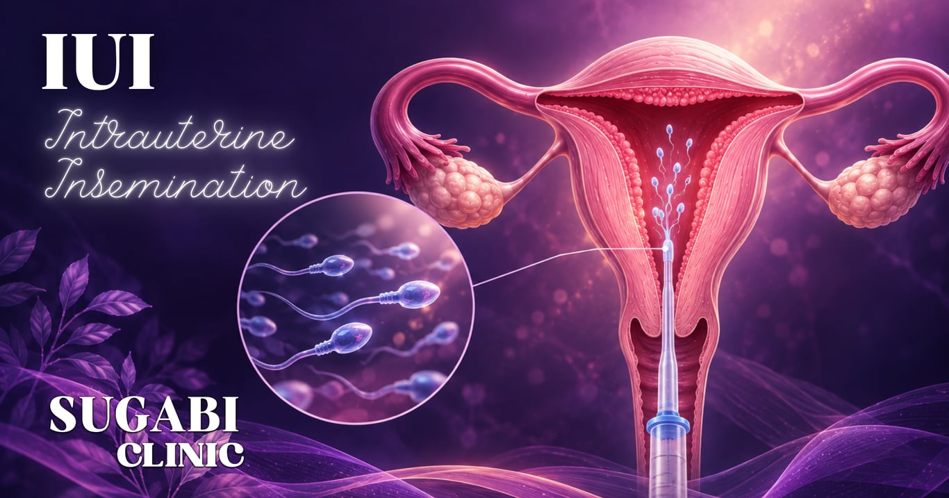 Intrauterine insemination (IUI) — prepared sperm placed in the womb at ovulation