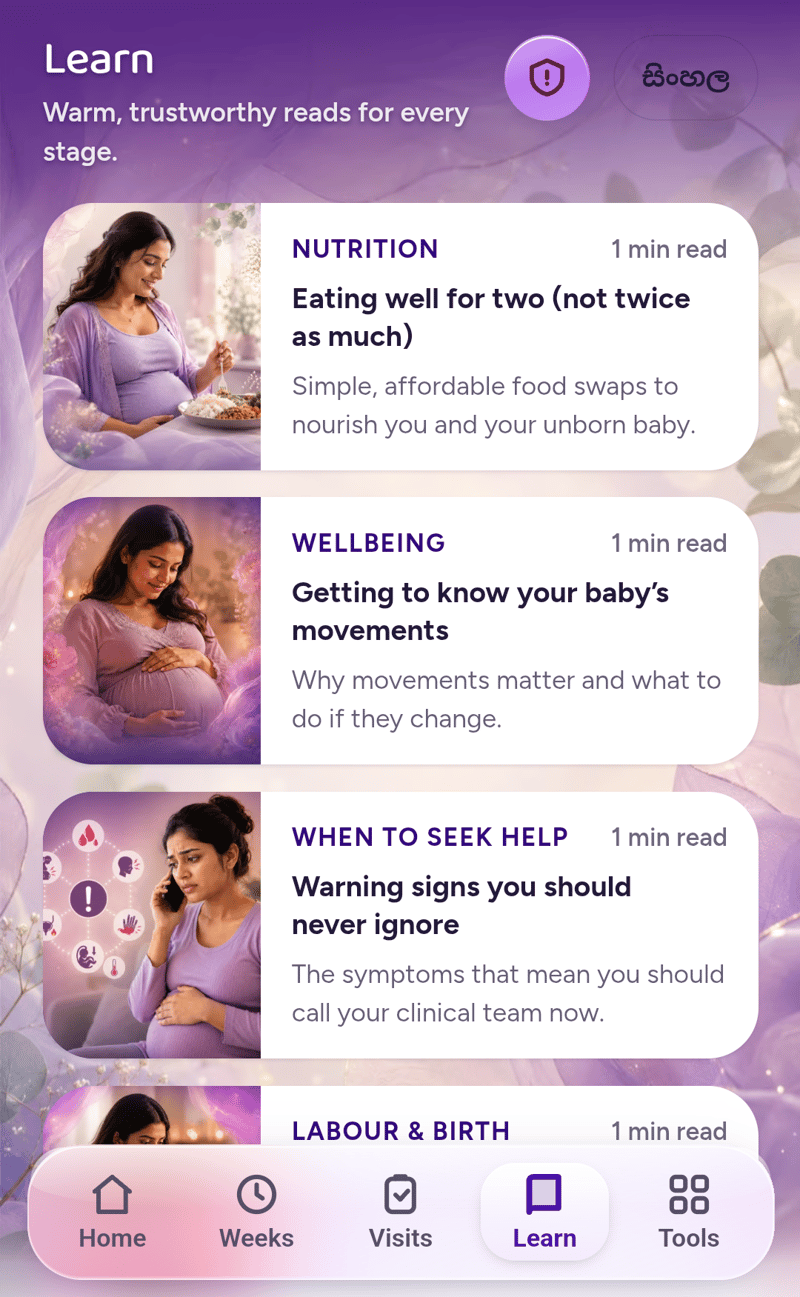 Sugabi learn section — doctor-reviewed pregnancy articles