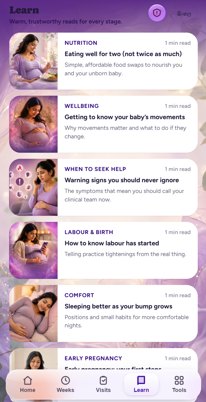 Sugabi learn section — doctor-reviewed pregnancy articles