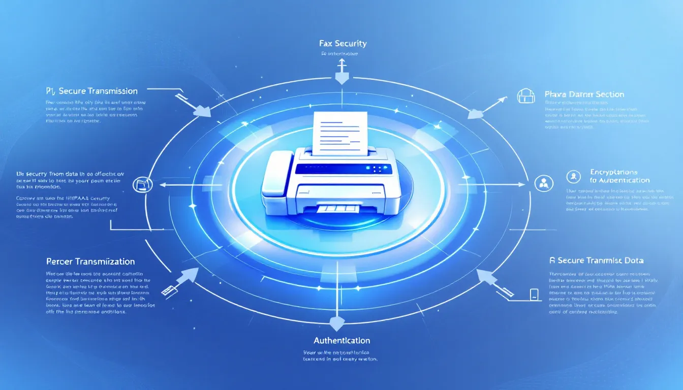 A digital representation of secure transmission methods for HIPAA compliant faxes.