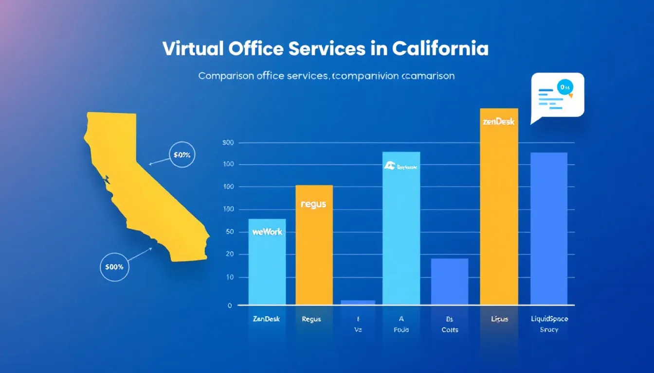 A visual comparison of costs for virtual office services in California.