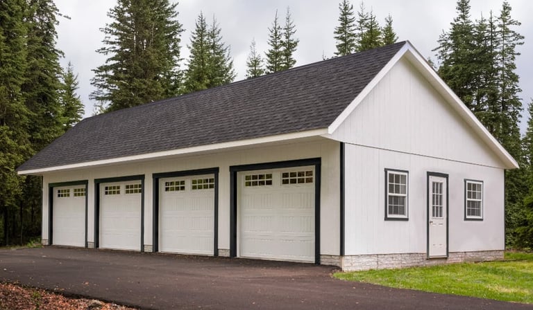 Saltbox Series 4 Car Garage With Side Entry Door
