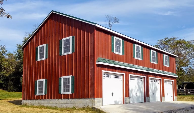 Two Story 4 Car Garage With Board and Batten Siding