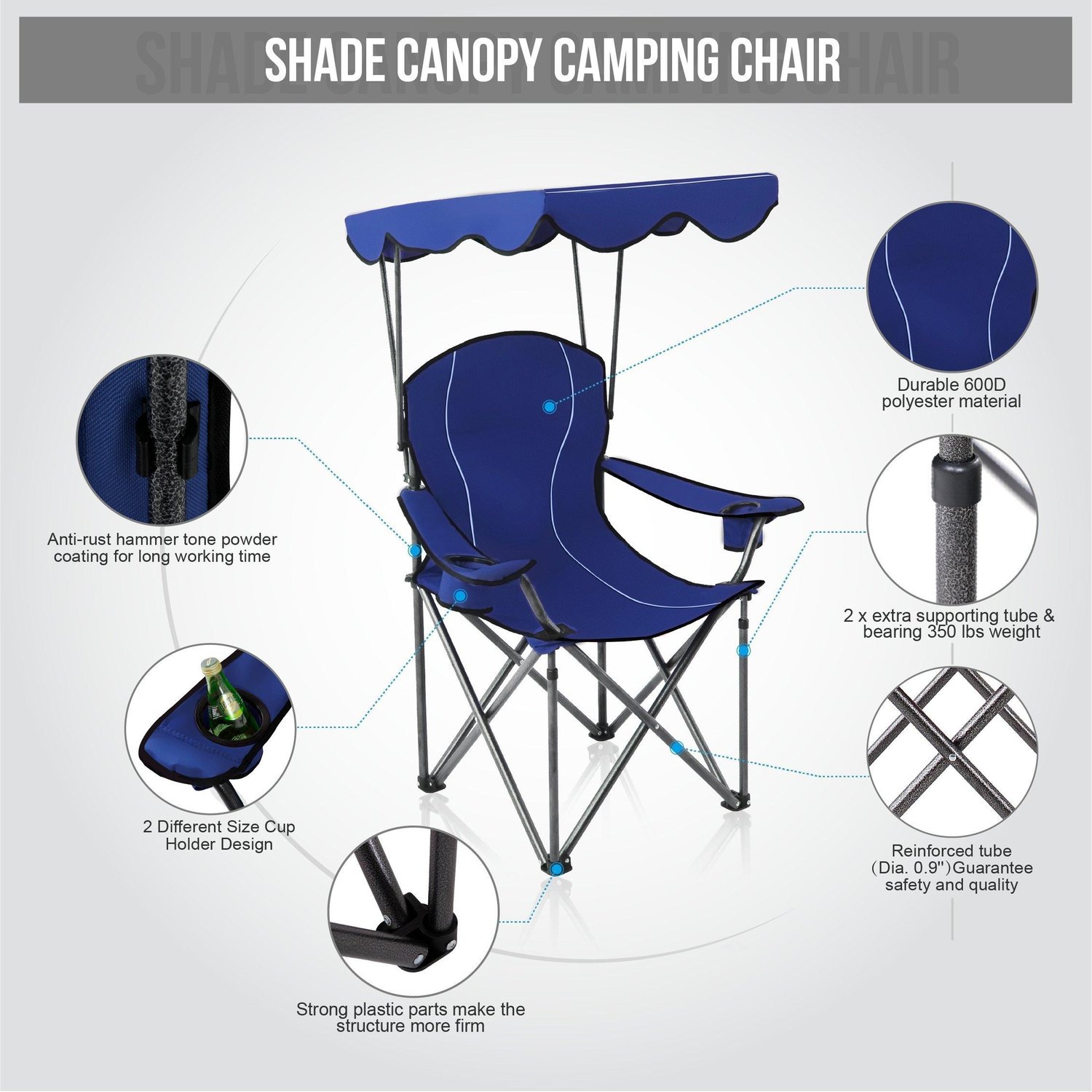 The ALPHA CAMP Canopy Chair Folding Camping Recliner