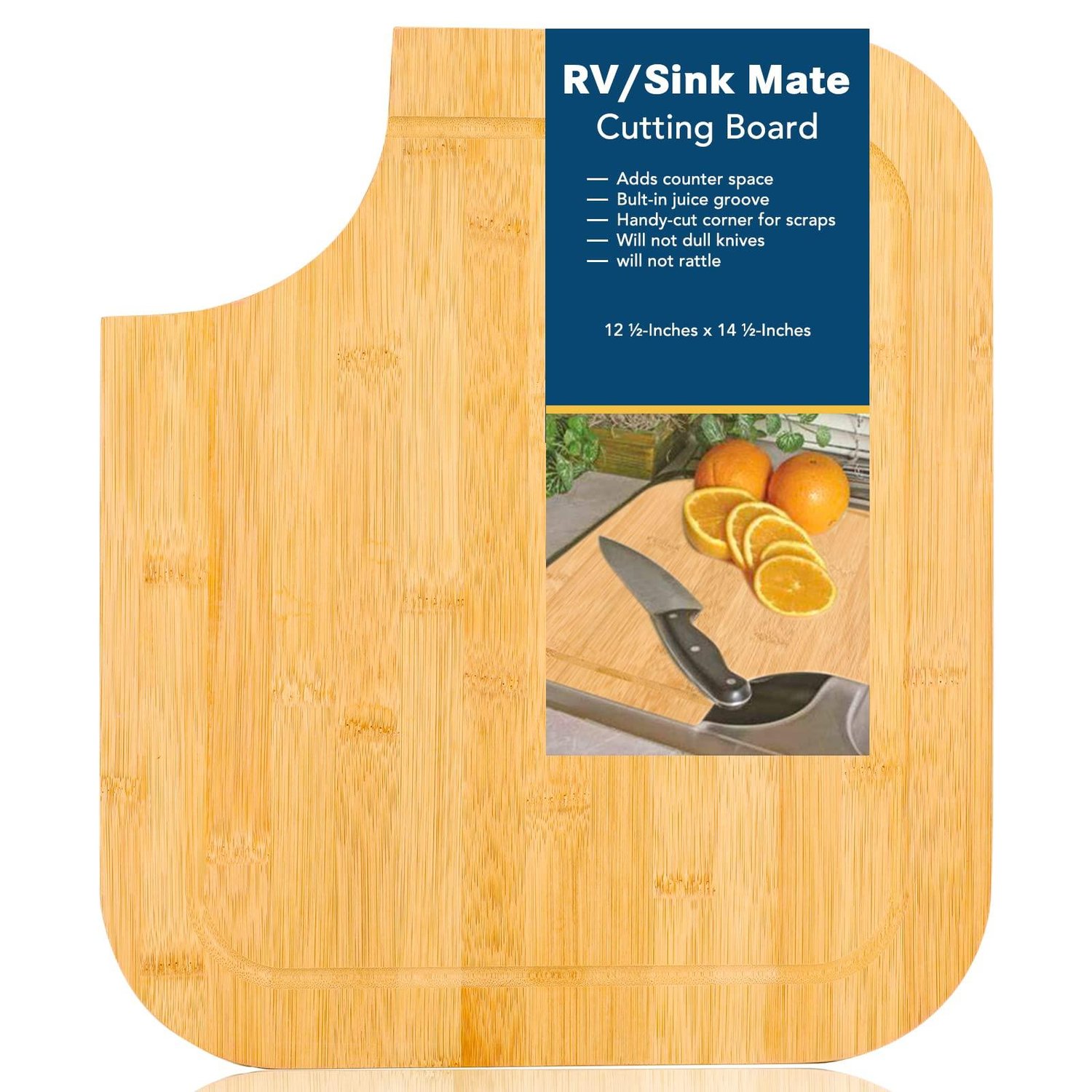 Bamboo Cutting Boards for RV, 14 x 12.5 Sink Mate 