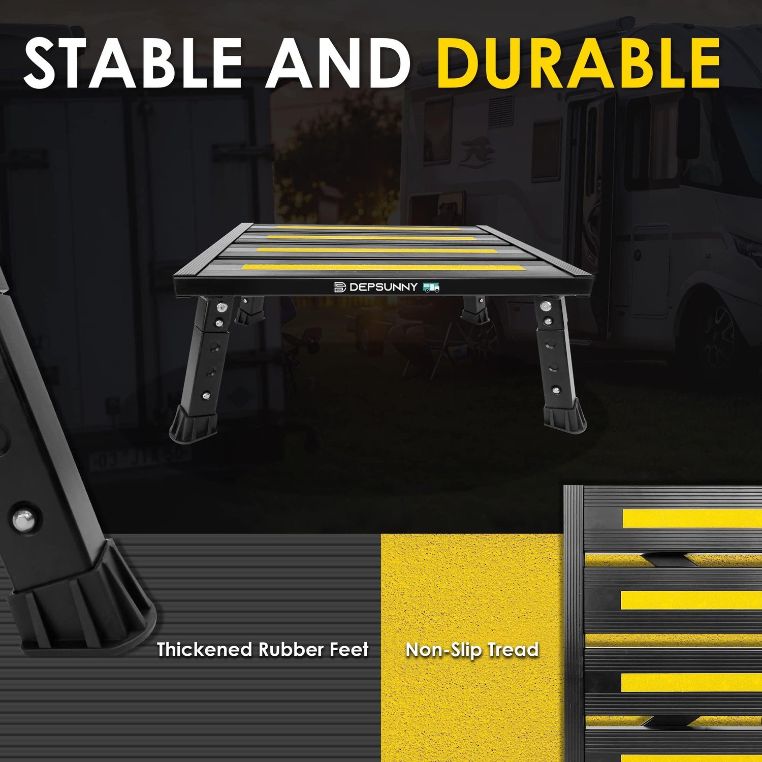 DEPSUNNY Adjustable Height Aluminum RV Step