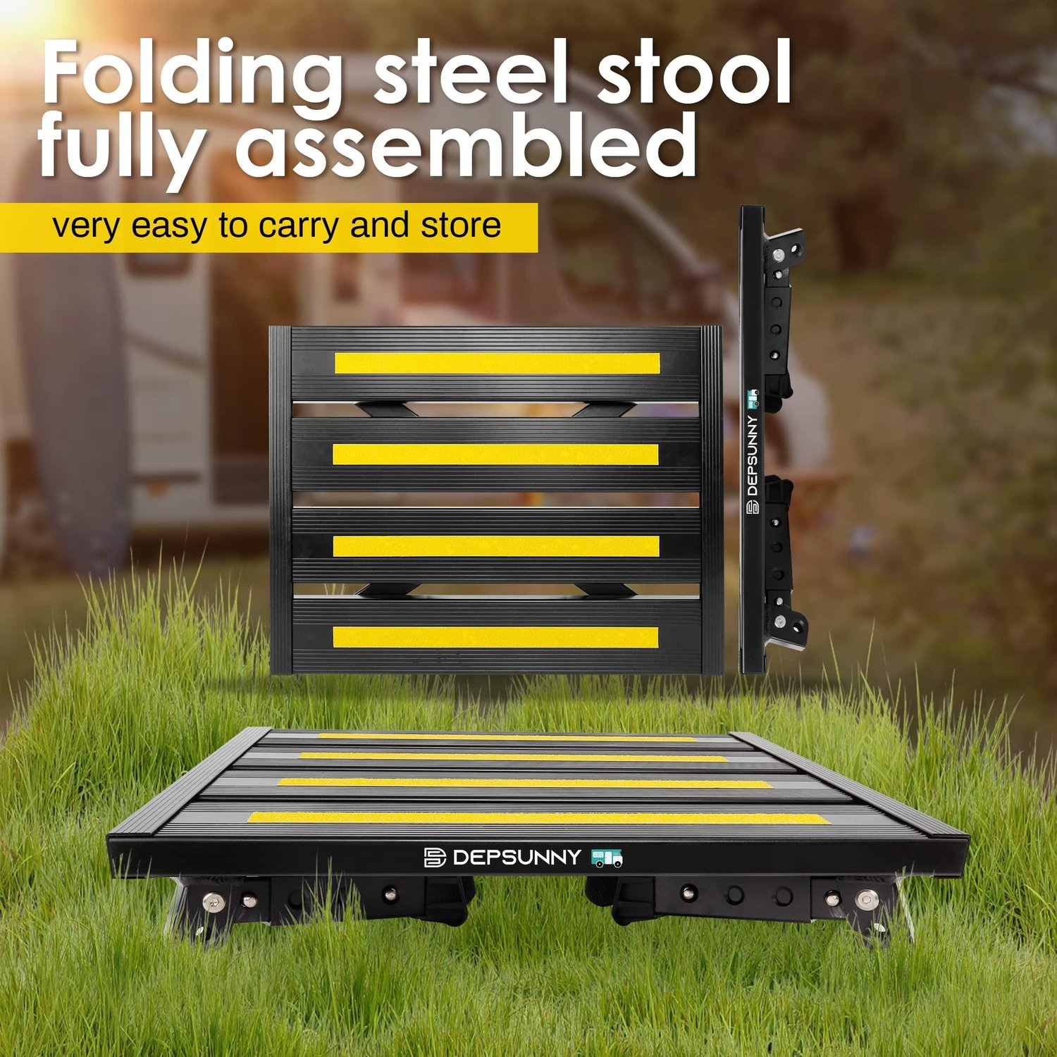 DEPSUNNY Adjustable Height Aluminum RV Step