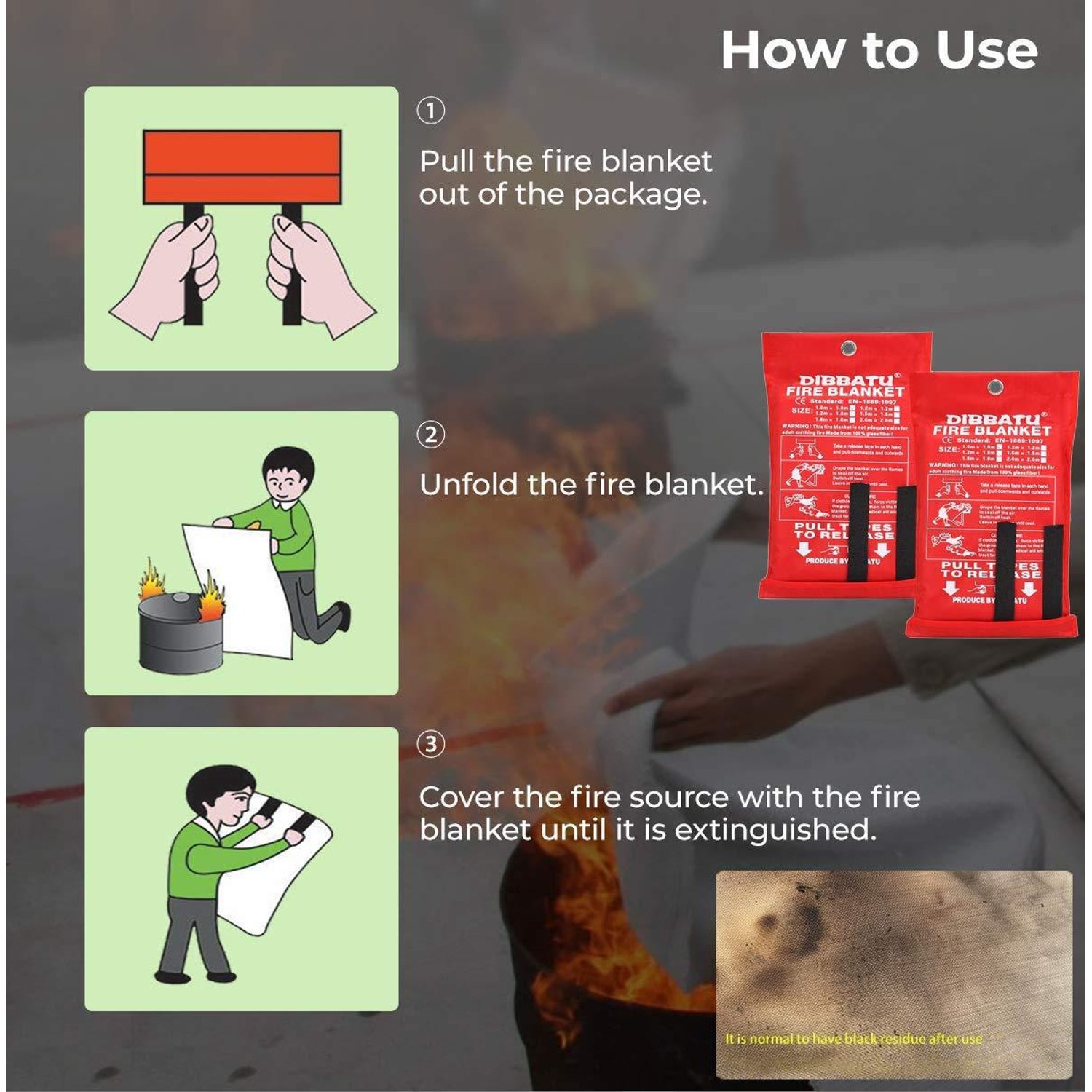 DIBBATU Fire Blanket Emergency for Kitchen