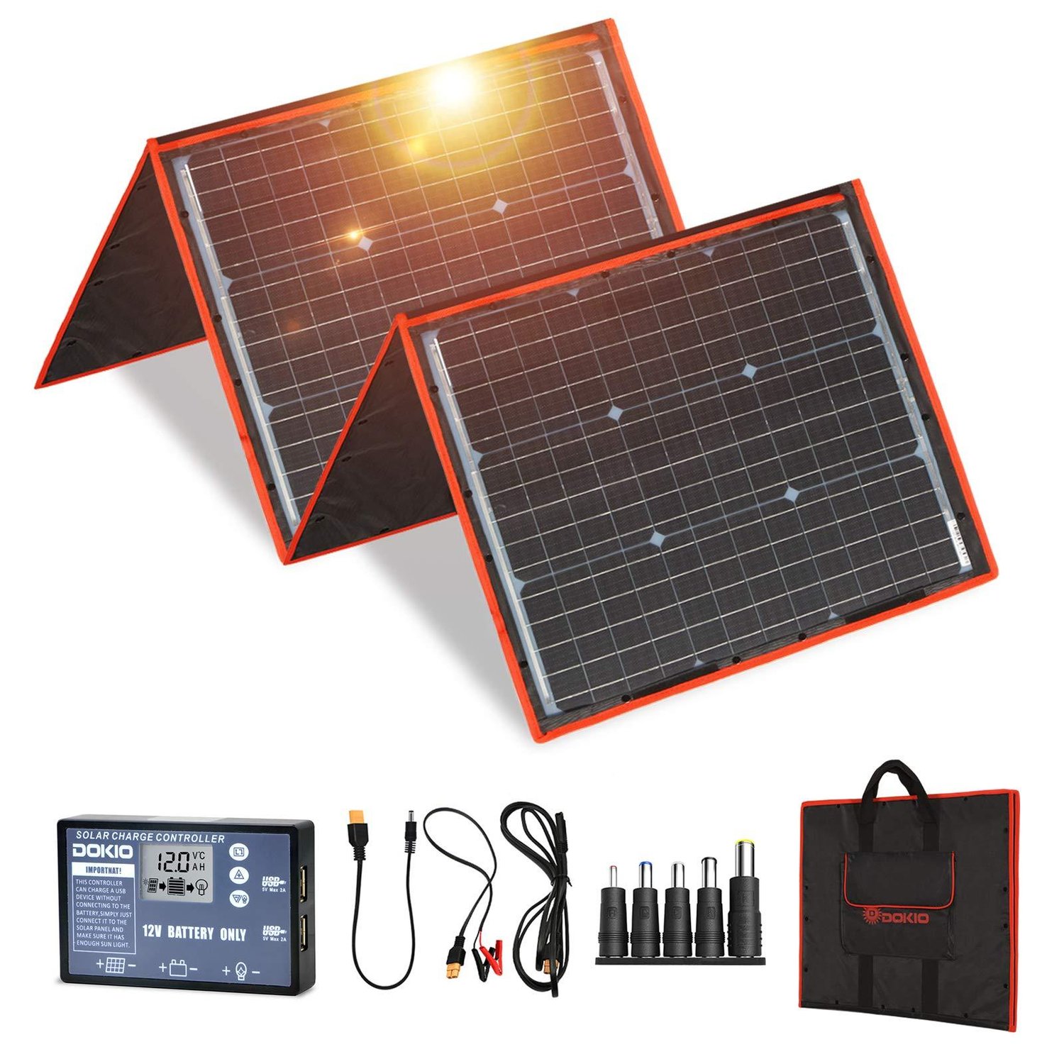 DOKIO 160W 18V Portable Solar Panel Kit - thechambersrv.com