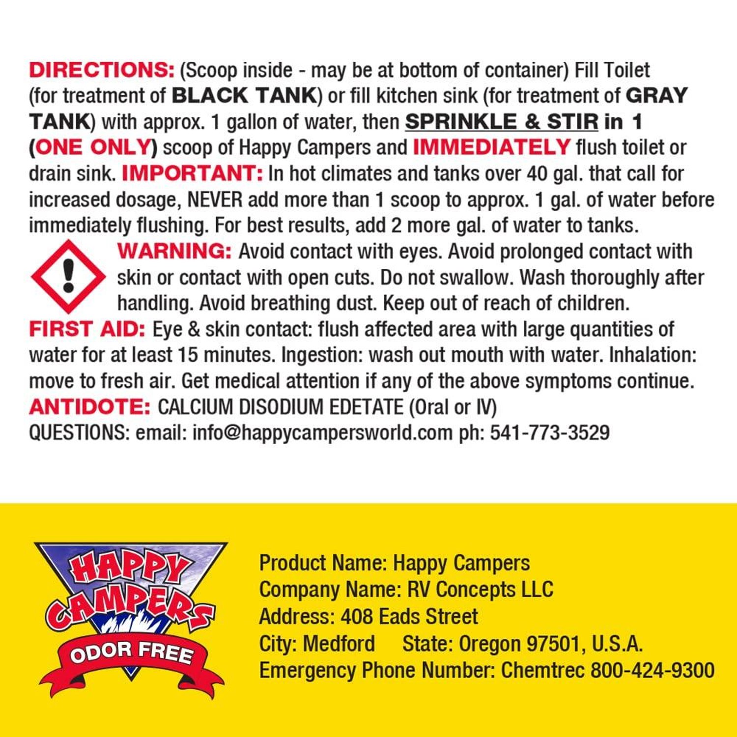 Happy Campers RV Holding Tank Treatment