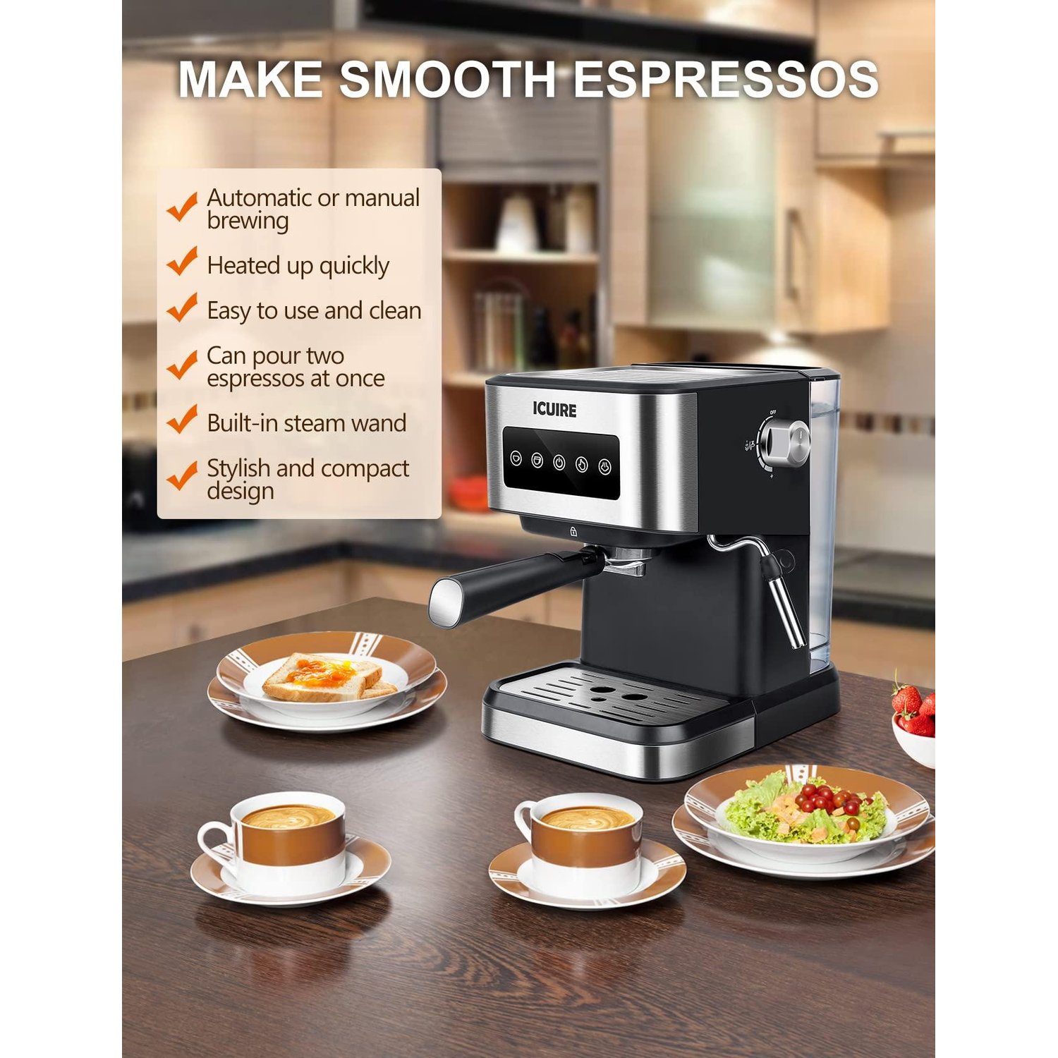 ICUIRE Espresso Machine with Milk Frother