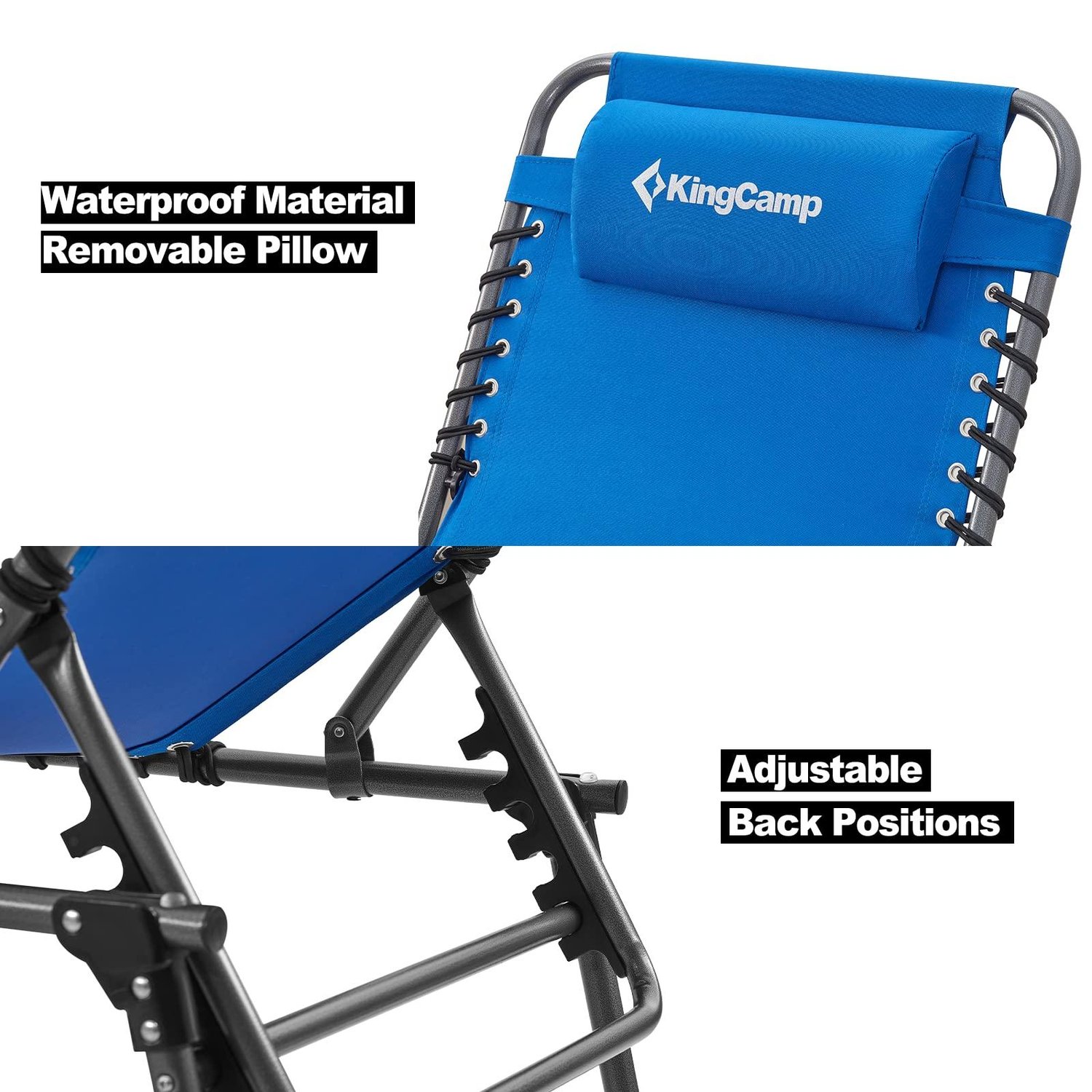 KingCamp Portable Lounge Chair 4Fold Folding Camping Cot Adjustable