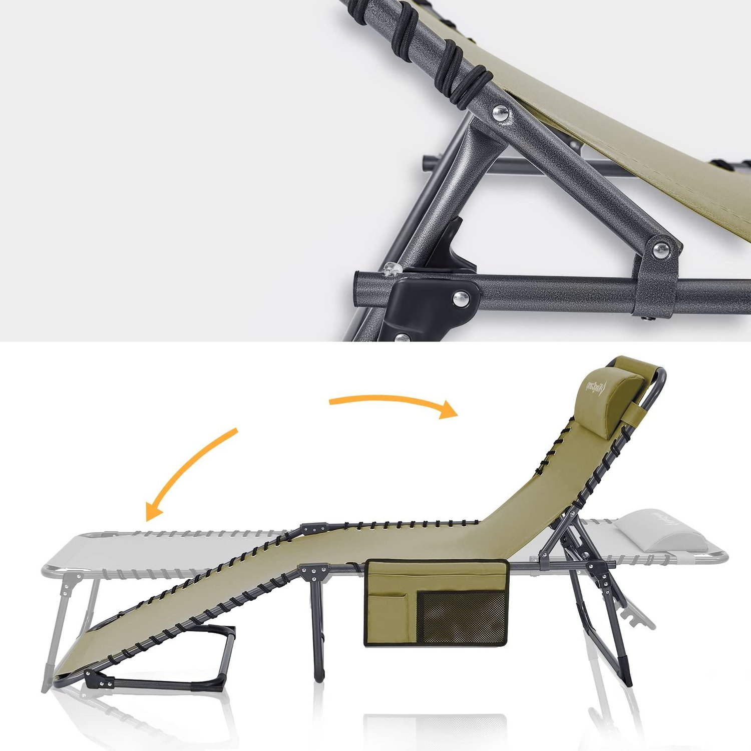 KingCamp Portable Lounge Chair 4Fold Folding Camping Cot Adjustable