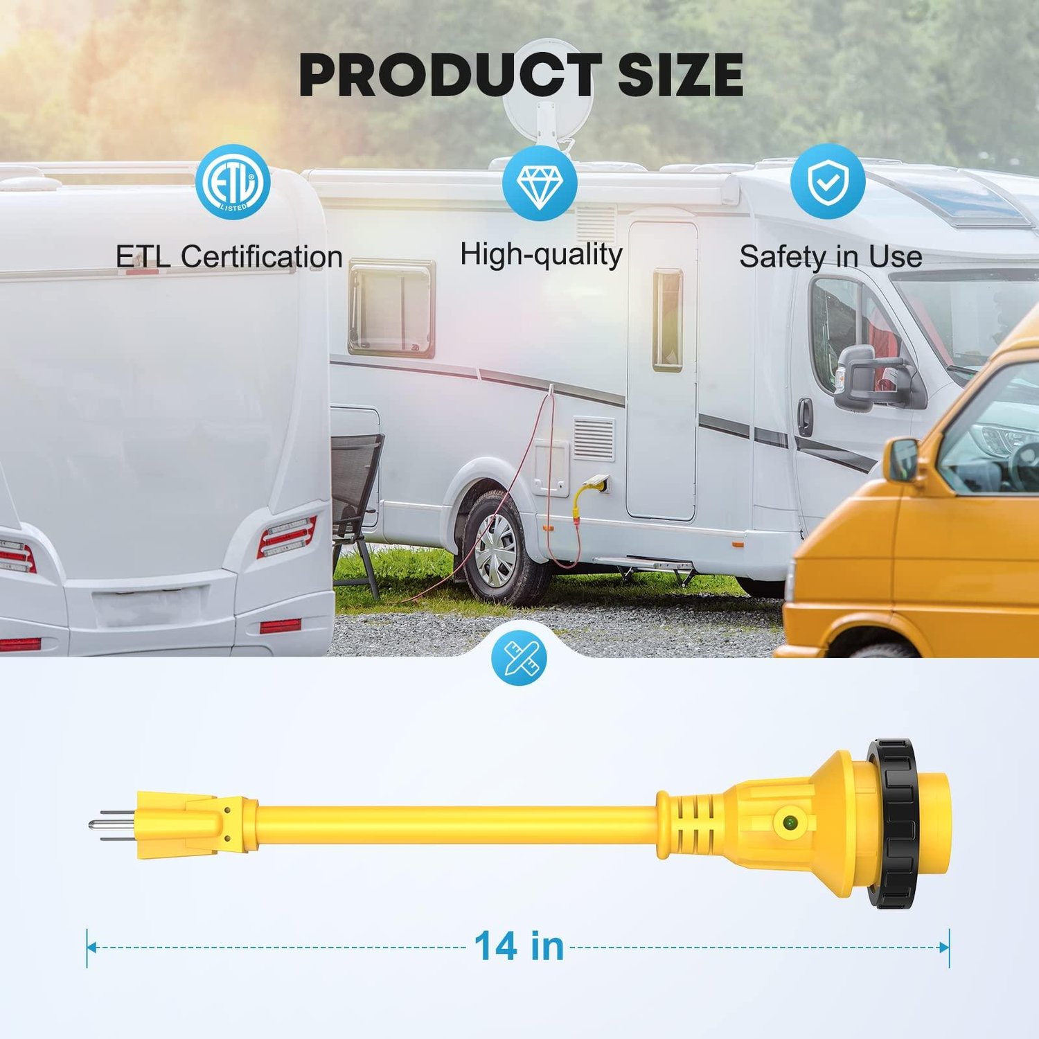 Kohree 30 Amp to 15 Amp RV Adapter Plug