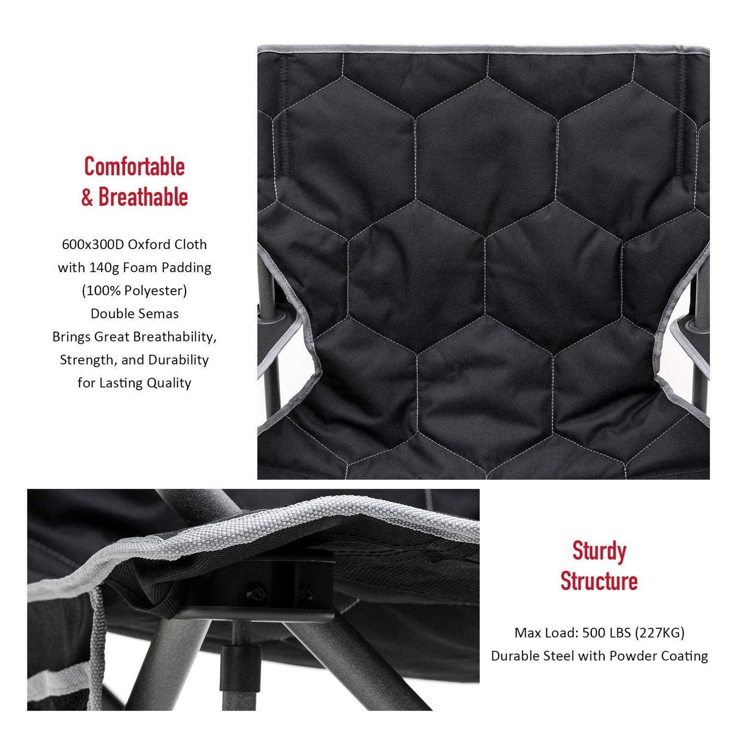 Sunnyfeel XL Oversized Camping Chair for Adults Heavy Duty Big Tall 500