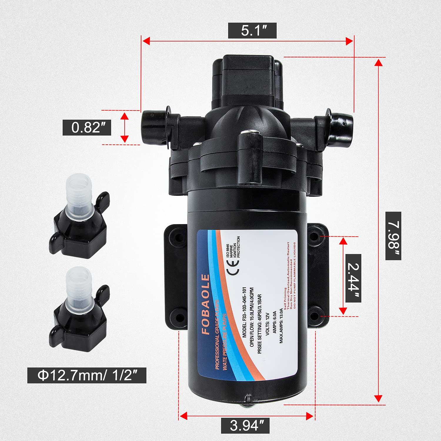 12V Fresh Water Pump With Pressure Switch for RVs