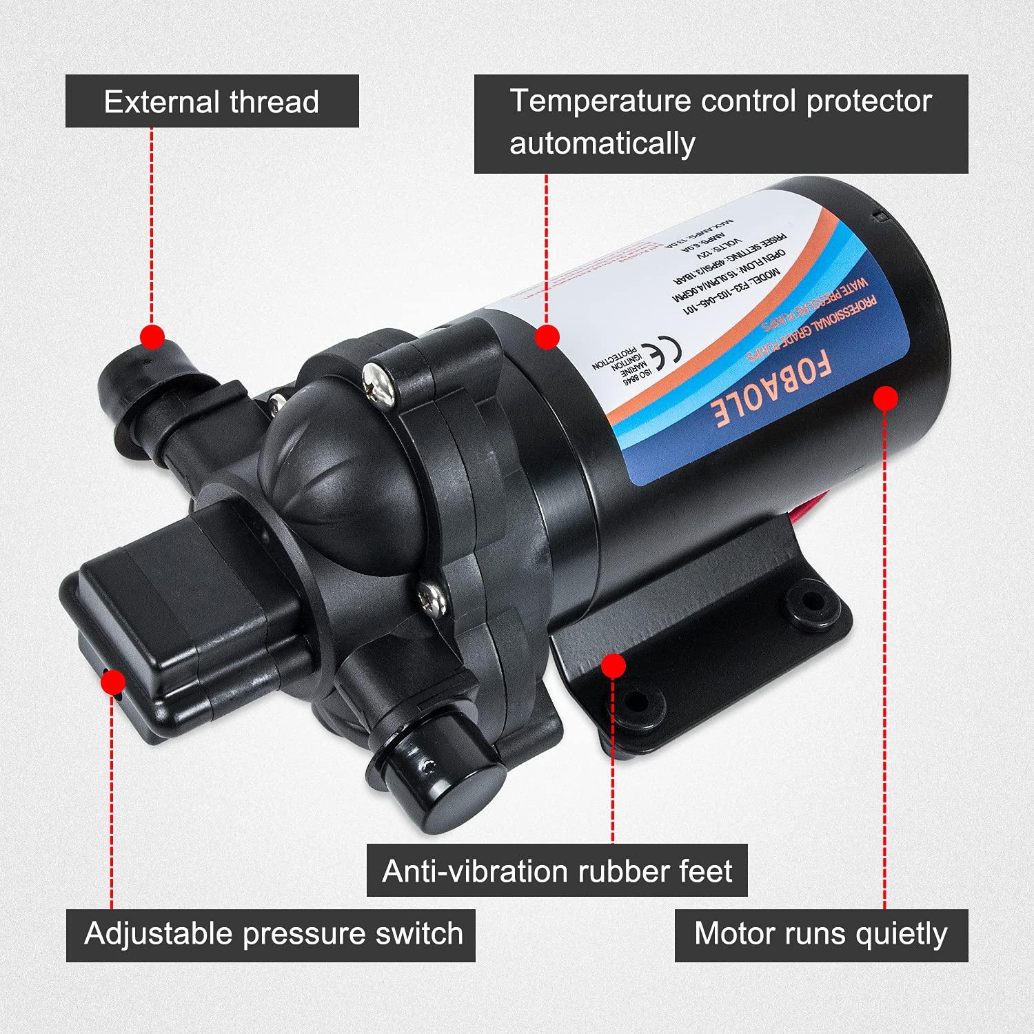 12V Fresh Water Pump With Pressure Switch for RVs