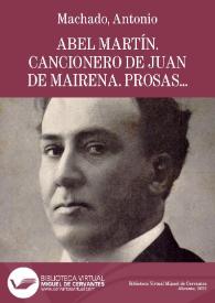 Imagen de la portada (Abel Martín. Cancionero de Juan de Mairena)