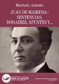 Imagen de la portada (Juan de Mairena: sentencias, donaires, apuntes y recuerdos de un profesor apócrifo)