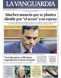 Imagen de la portada (La Vanguardia - 25/4/2024)