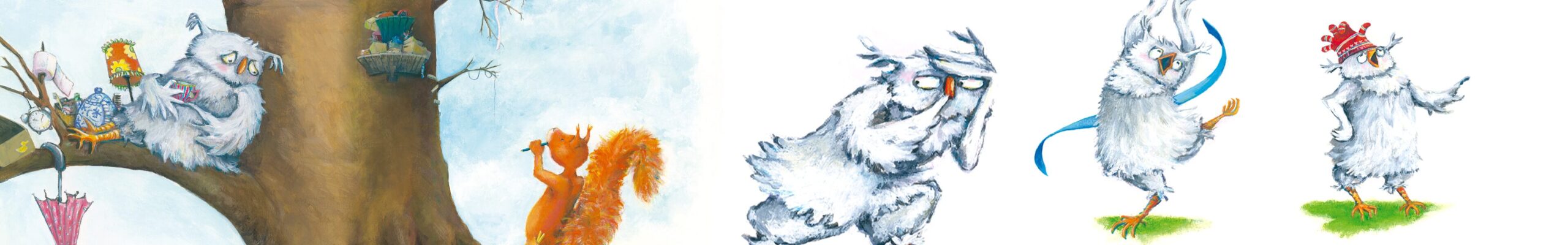 banner livro coisas para lembrar imagem de animais como corujas e esquilos em arvores scaled