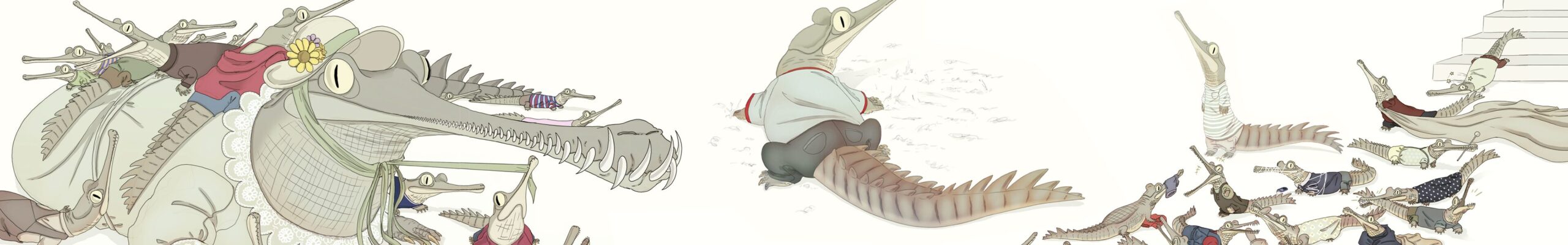 banner livro os adoraveis desobedientes de doris desenho de crocodilos em familia curtindo aventuras scaled
