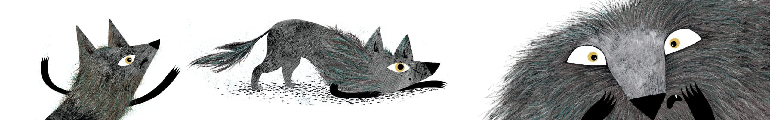 banner lobo medroso lobo cinza abaixado com medo scaled