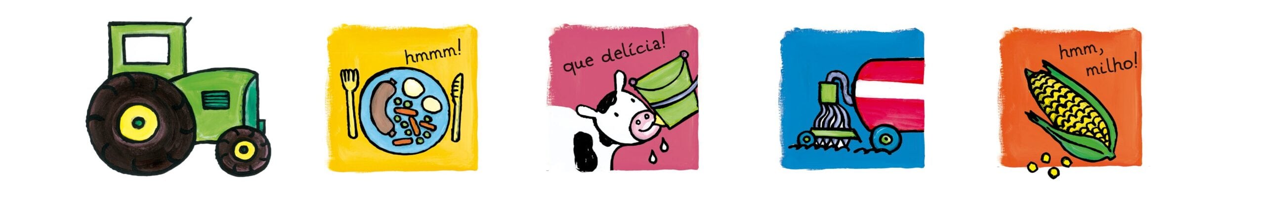 banner o que fazem os fazendeiros um trator rural comida fresca uma vaquinha um arado milho scaled