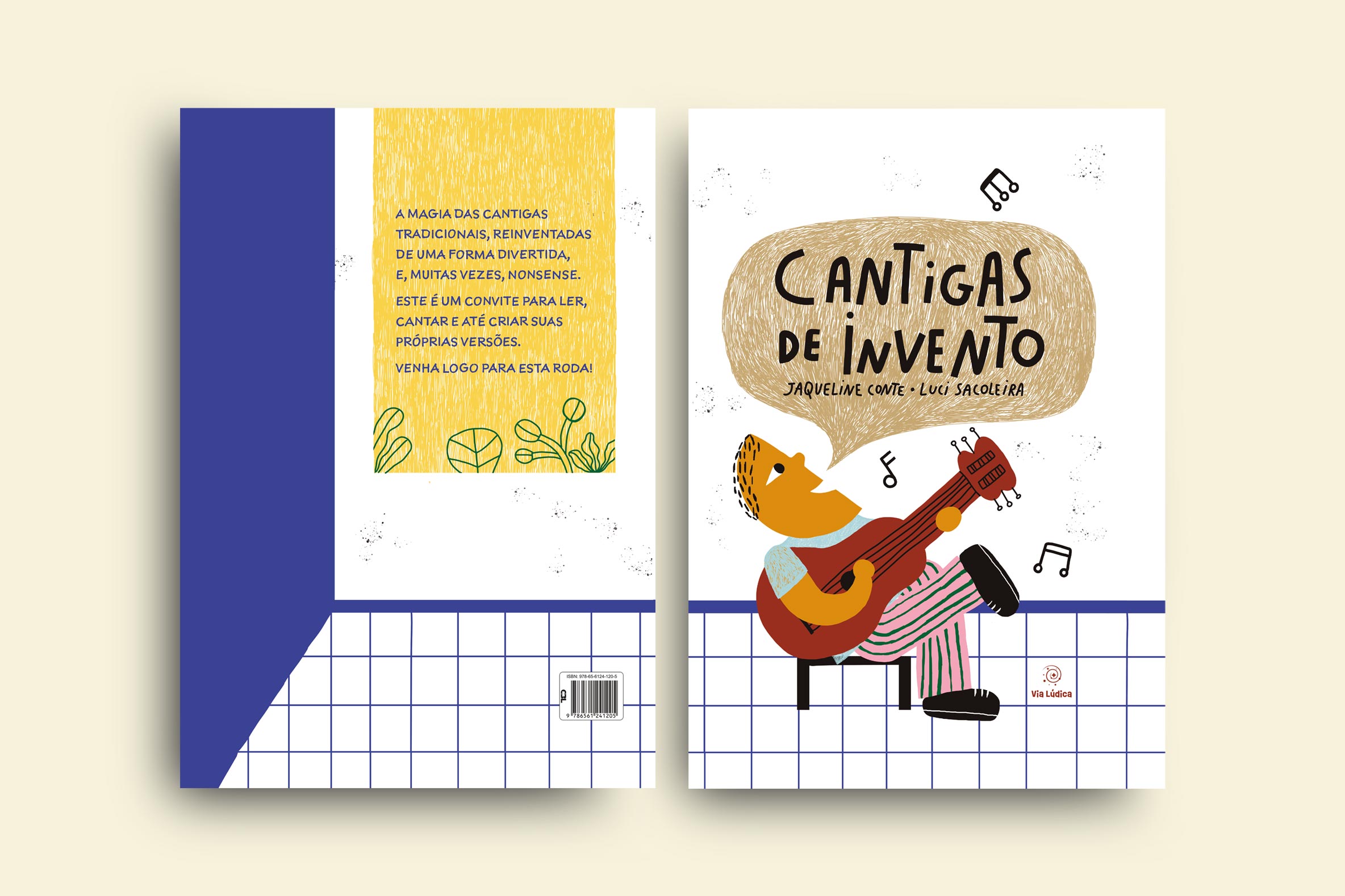 capa livro cantigas de invento colecao brasilidades homem tocando violao e cantando sentado na cadeira via ludica