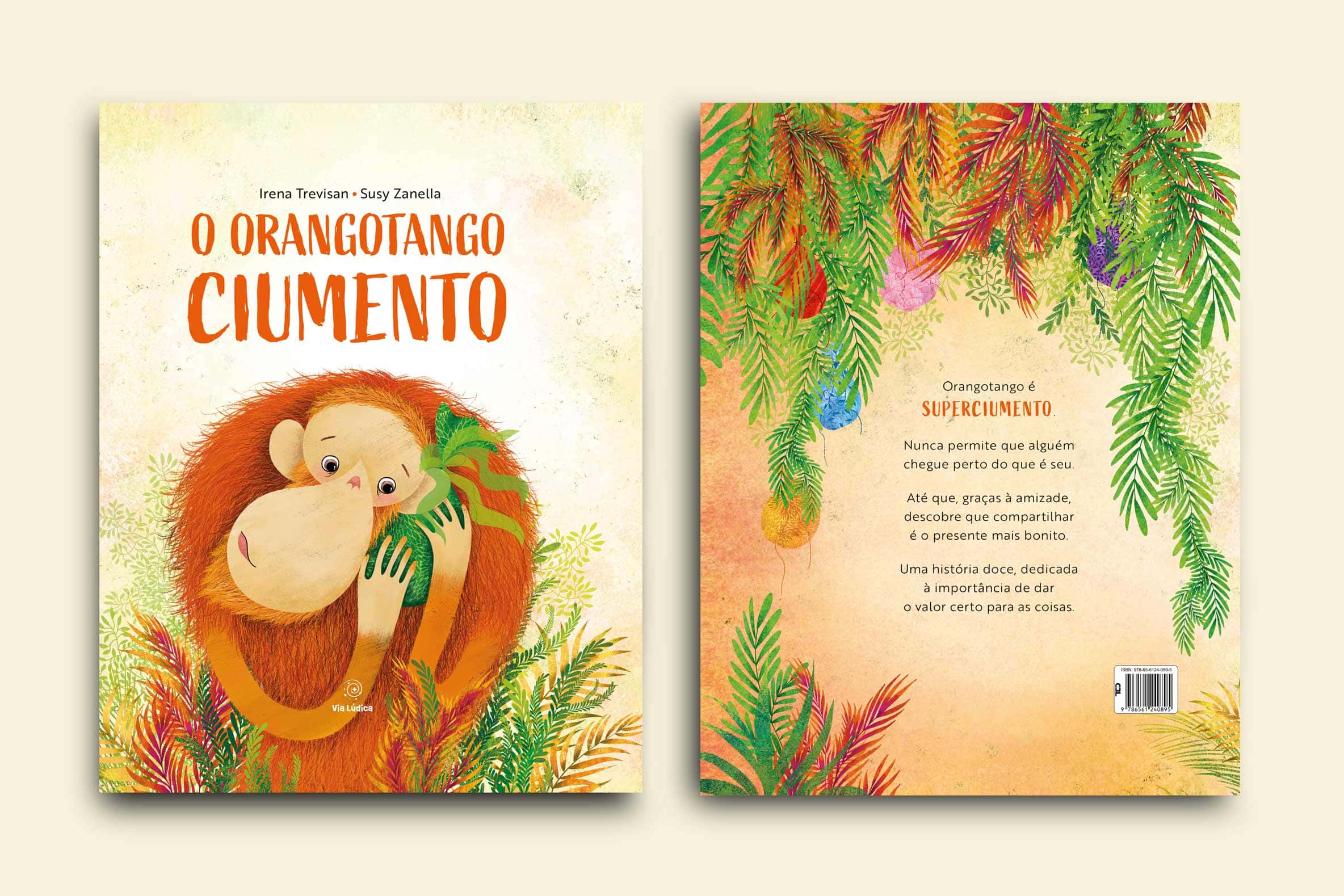capa livro o orangotango ciumento colecao emocoes um orangotango no meio da selva abracando um saquinho via ludica