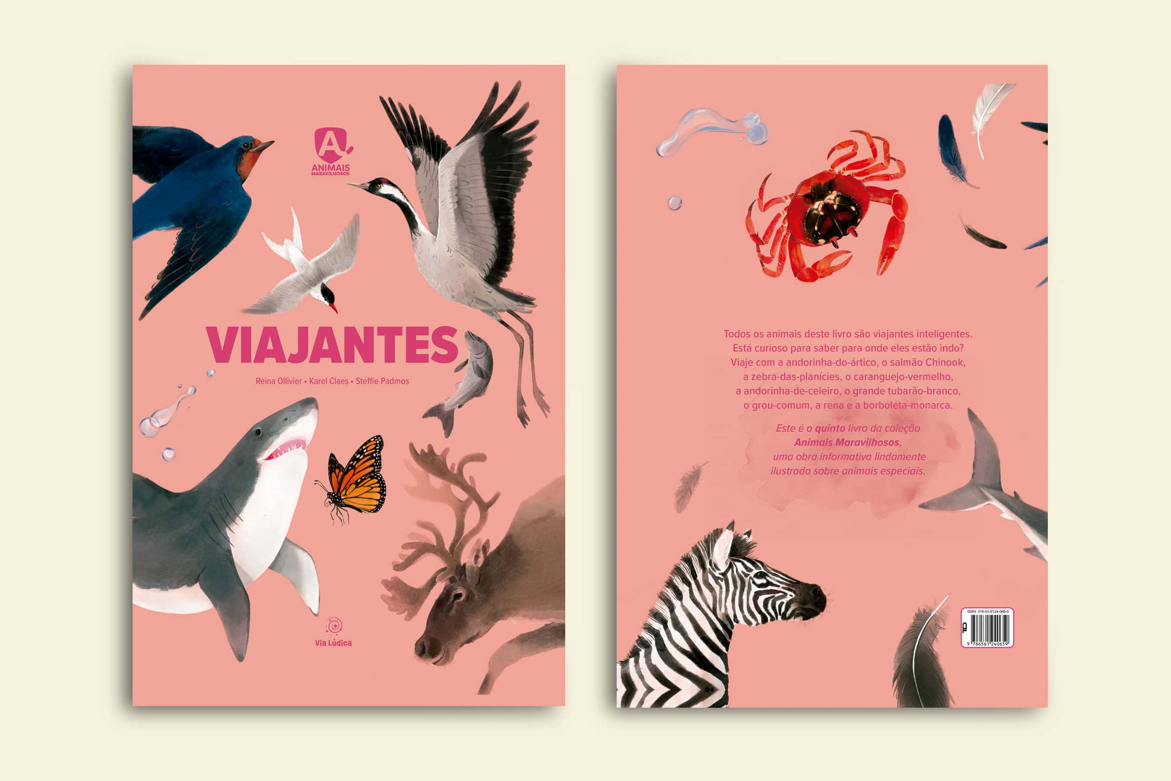 capa livro viajantes colecao animais maravilhosos tubarao borboleta zebra alce via ludica