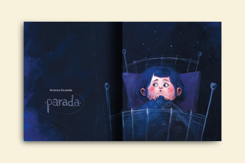 no escruto menina fica parada com receio observando de sua cama o que se esconde no escuro livro lobo breu colecao avulsa