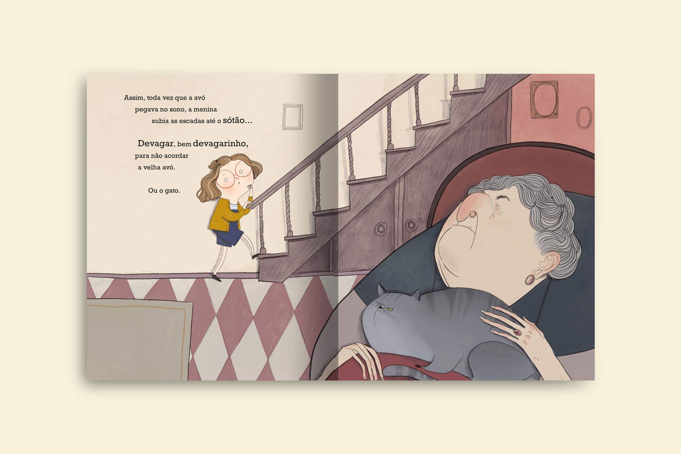 sempre que sua avo dormia com um gato em seu colo a menina subia as escadas de sua casa devagarzinho ate o sotao para nao acordar eles livro o som na caixa colecao avulsa