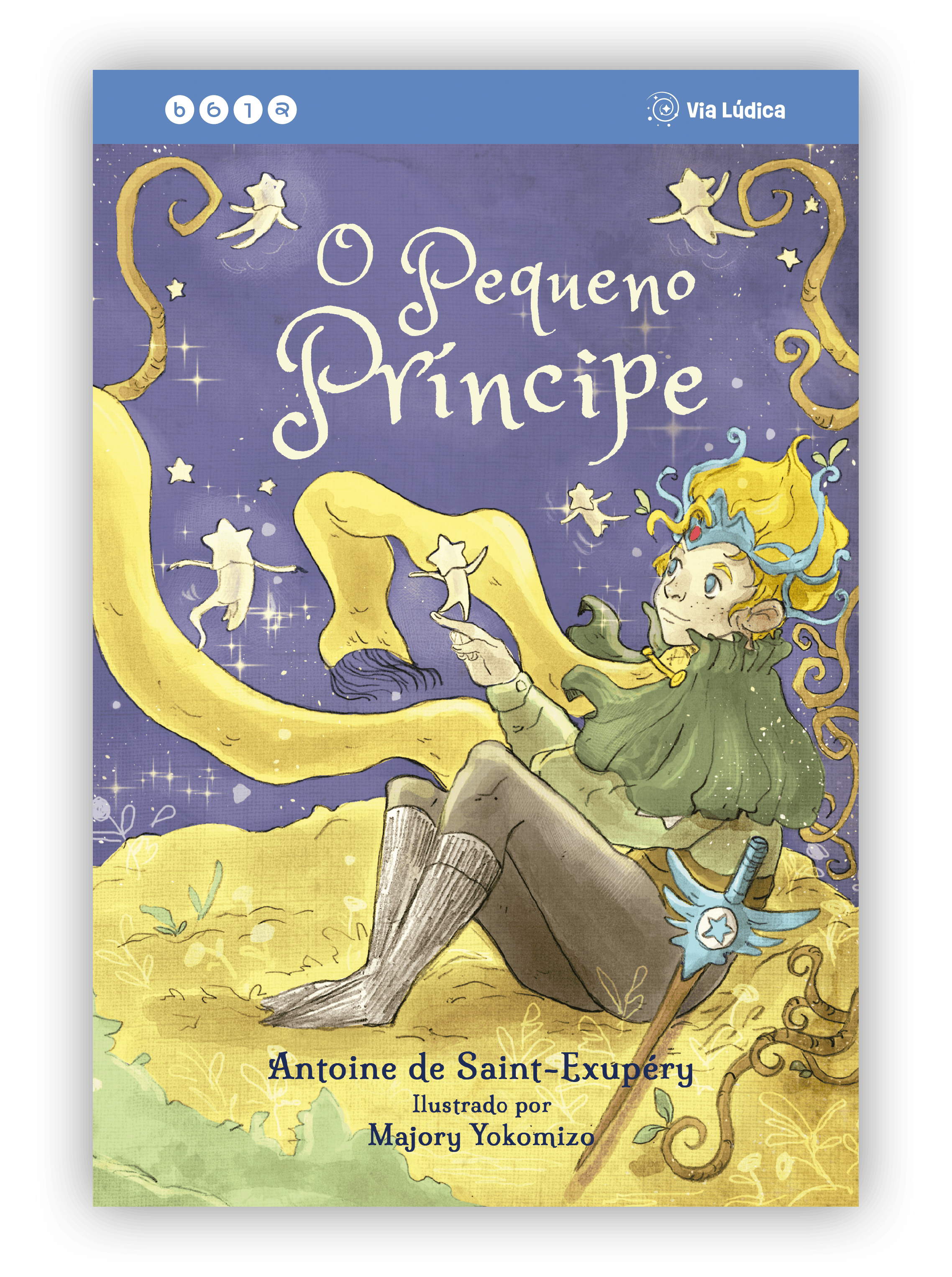 capa o pequeno principe colecao avulsa o pequeno principe sentando em um campo amarelo com as estrelas via ludica