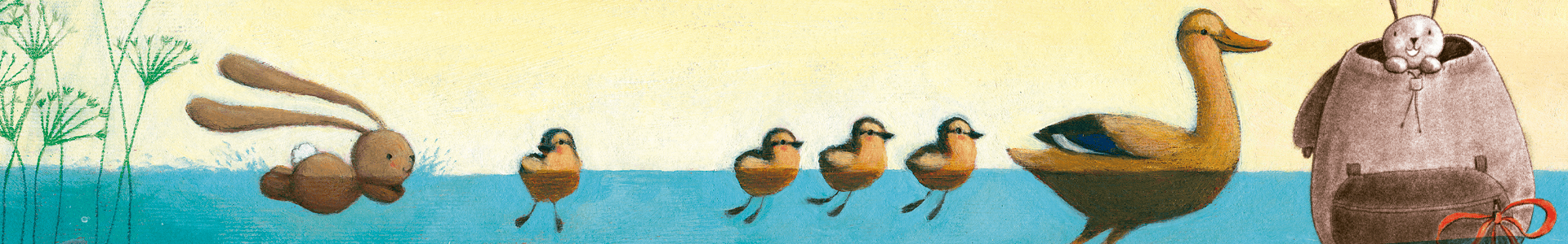 banner tito e o rio coelhinho nadando no rio com patinhos