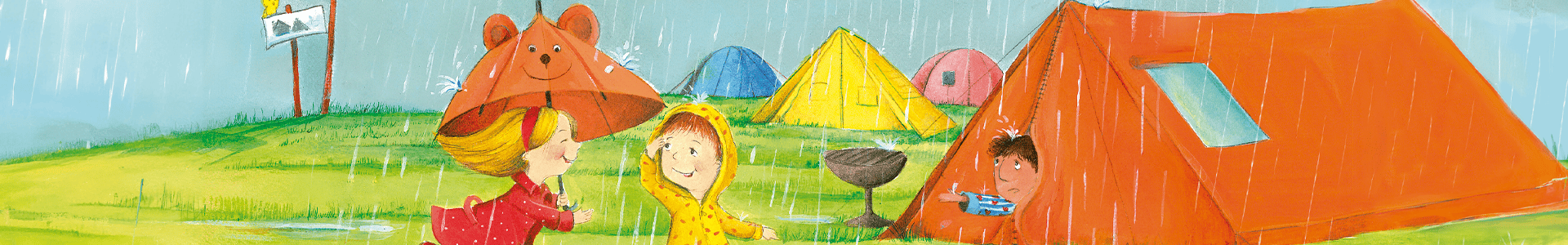 banner o clima criancas chuva camping guarda chuva editora via ludica