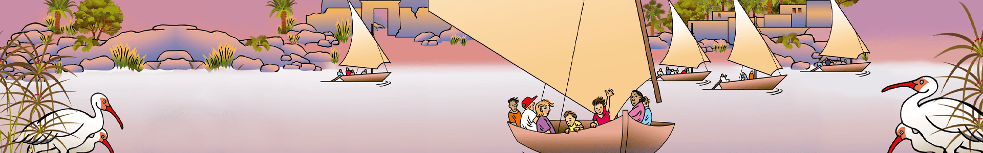 banner os egipcios barcos nilo paisagem criancas cultura editora via ludica