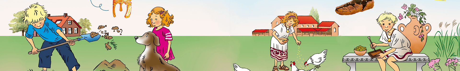 banner os romanos agricultura animais alimentacao infantil editora via ludica