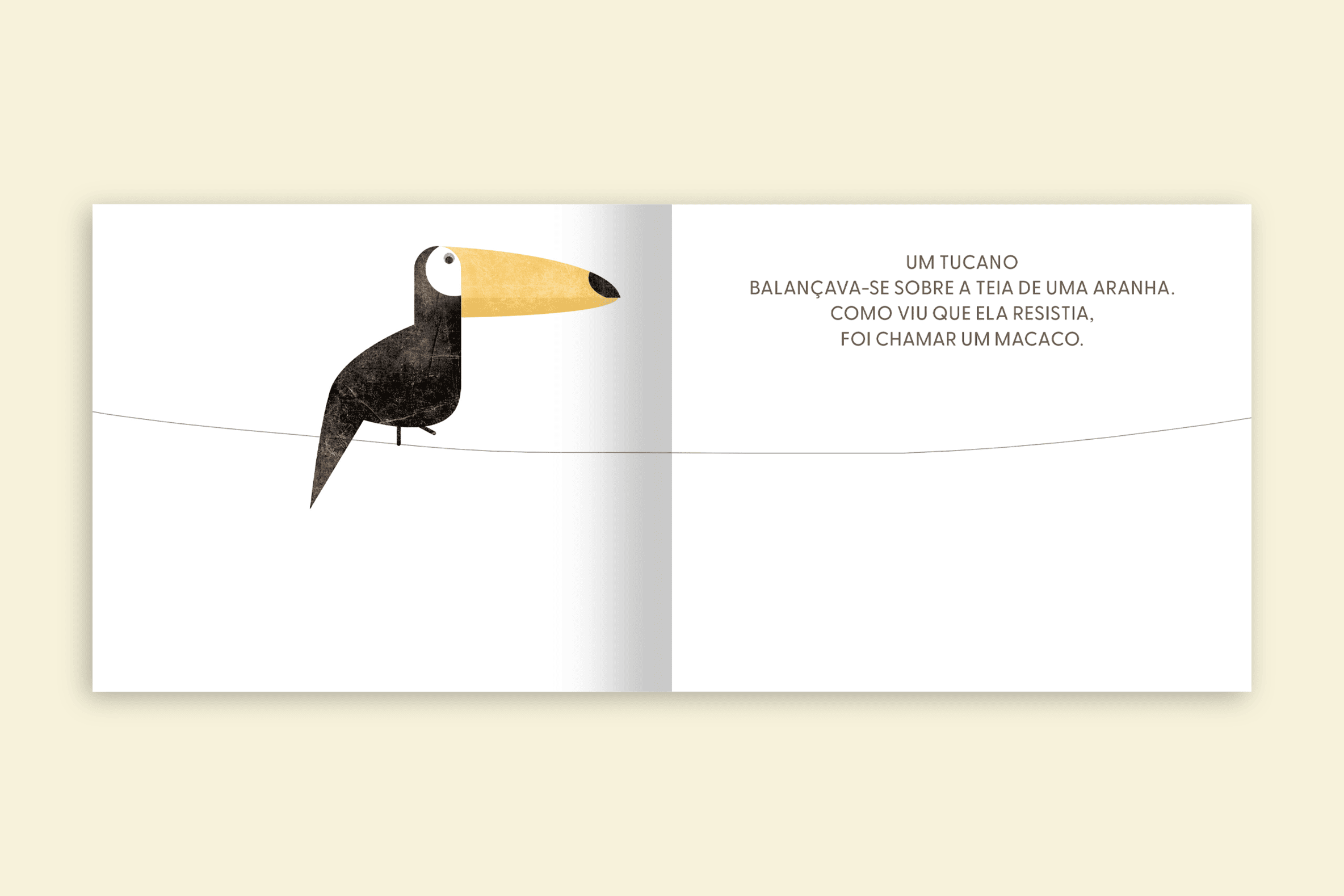 na teia de uma aranha tucano balancando no fio de teia editora via ludica