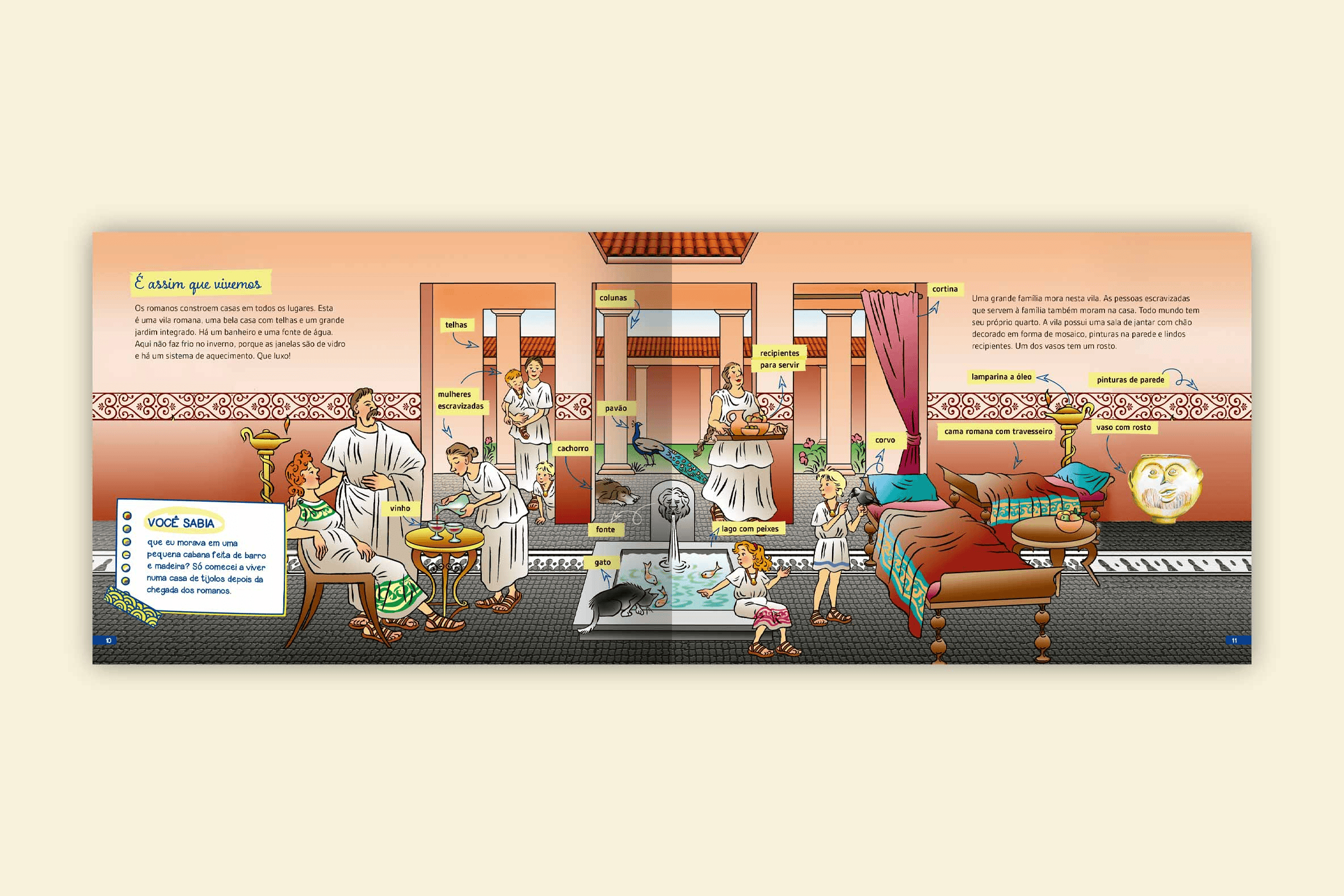 os romanos casa romana familia jardim fonte animais editora via ludica