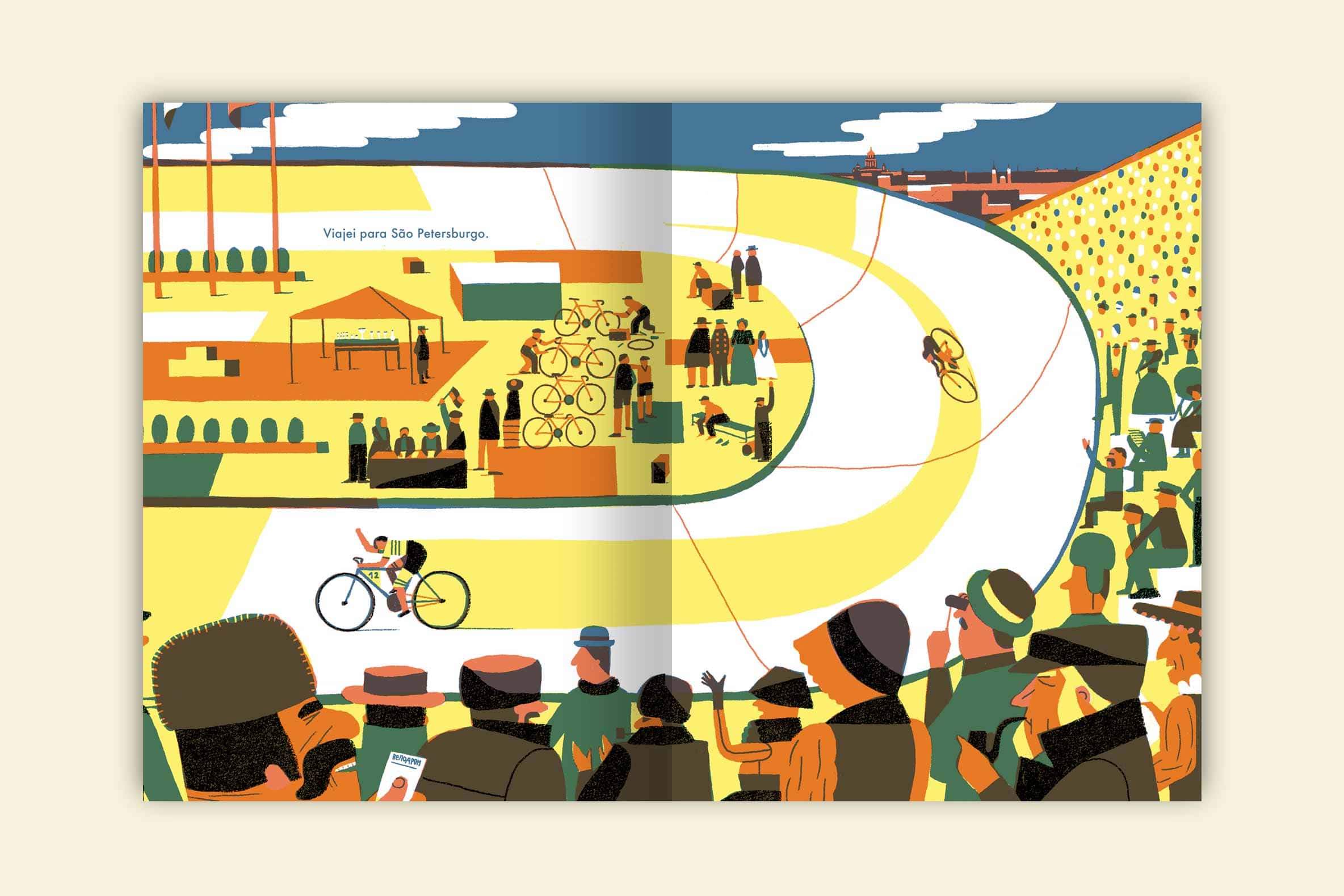 corrida de ciclismo em estadio com publico eu alfonsina editora via ludica