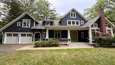 Exterior house painting in Springfield MA - siding, trim, doors, and deck staining by SL Painting